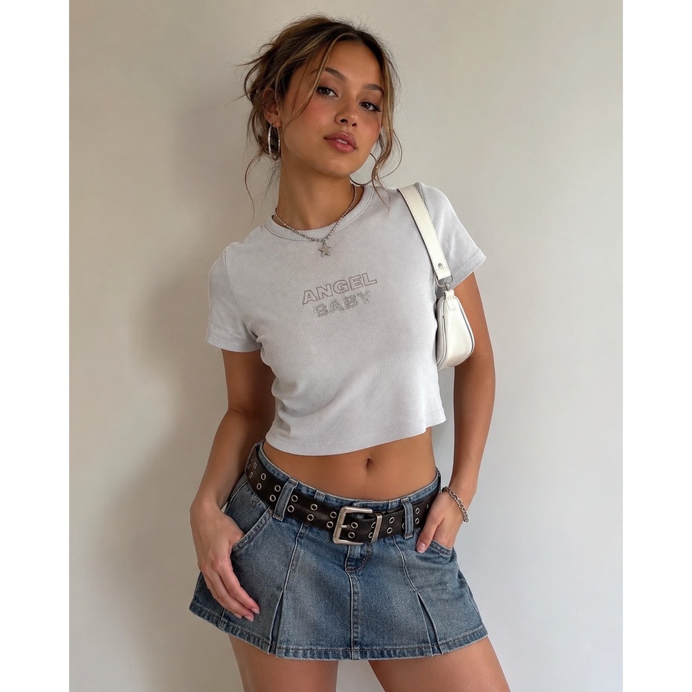 H&M Angel Baby Ribbed Baby Tee Y2K Coquetteβ Fairy Grunge Crop Top M